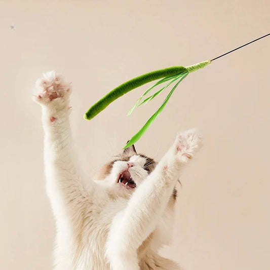 KTX-308883 Durable Interactive Cat Teaser Toy - 62CM Polyester & Metal Design