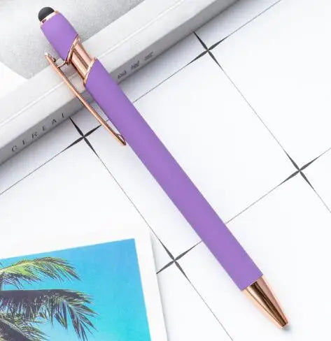KTX-324307 2 in 1 Multifunctional Stylus and Metal Ballpoint Pen with Custom Logo, Soft Touch Rubber Body, Rose Gold Finish