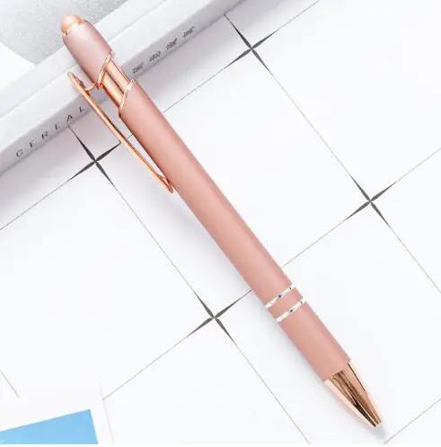 KTX-324307 2 in 1 Multifunctional Stylus and Metal Ballpoint Pen with Custom Logo, Soft Touch Rubber Body, Rose Gold Finish