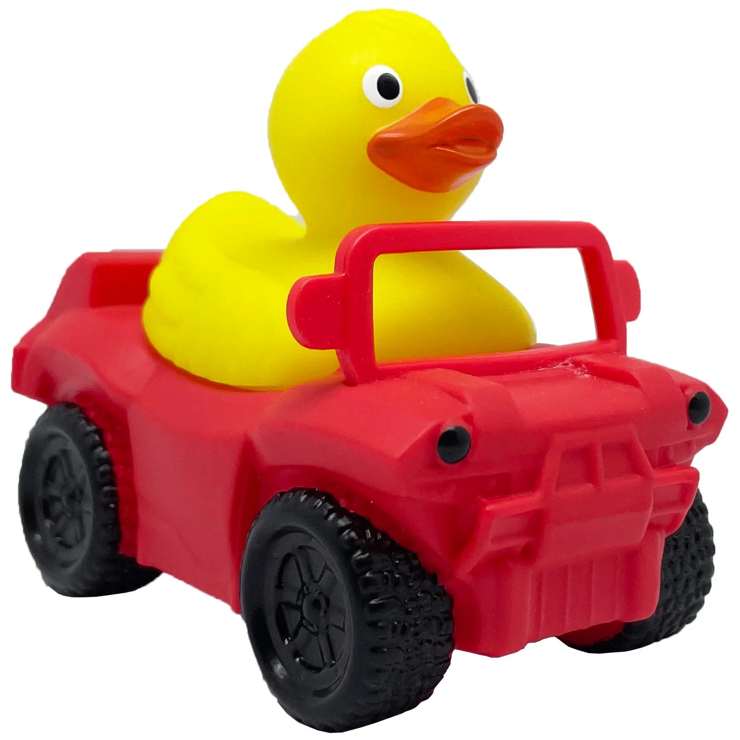 KTX-222867 Floating Yellow PVC Duck with Squeaker - Fun Bath Toy for Babies