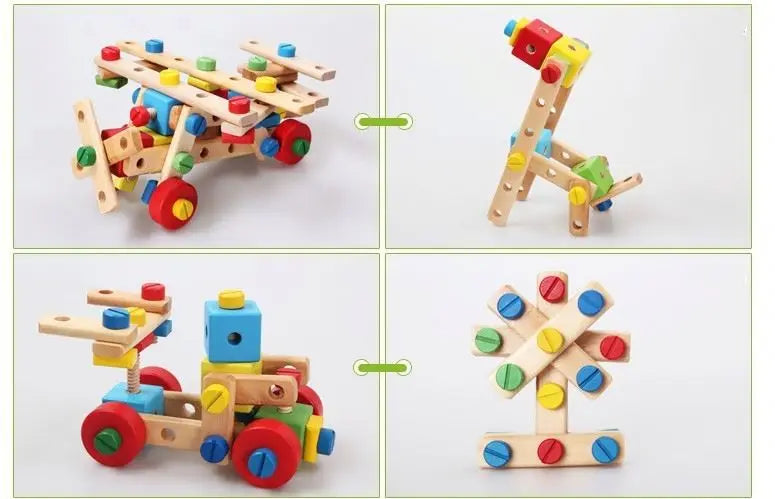 KTX-042067 DIY Wooden Airplane and Car Models for Kids - Montessori Early Education Assembly Toy