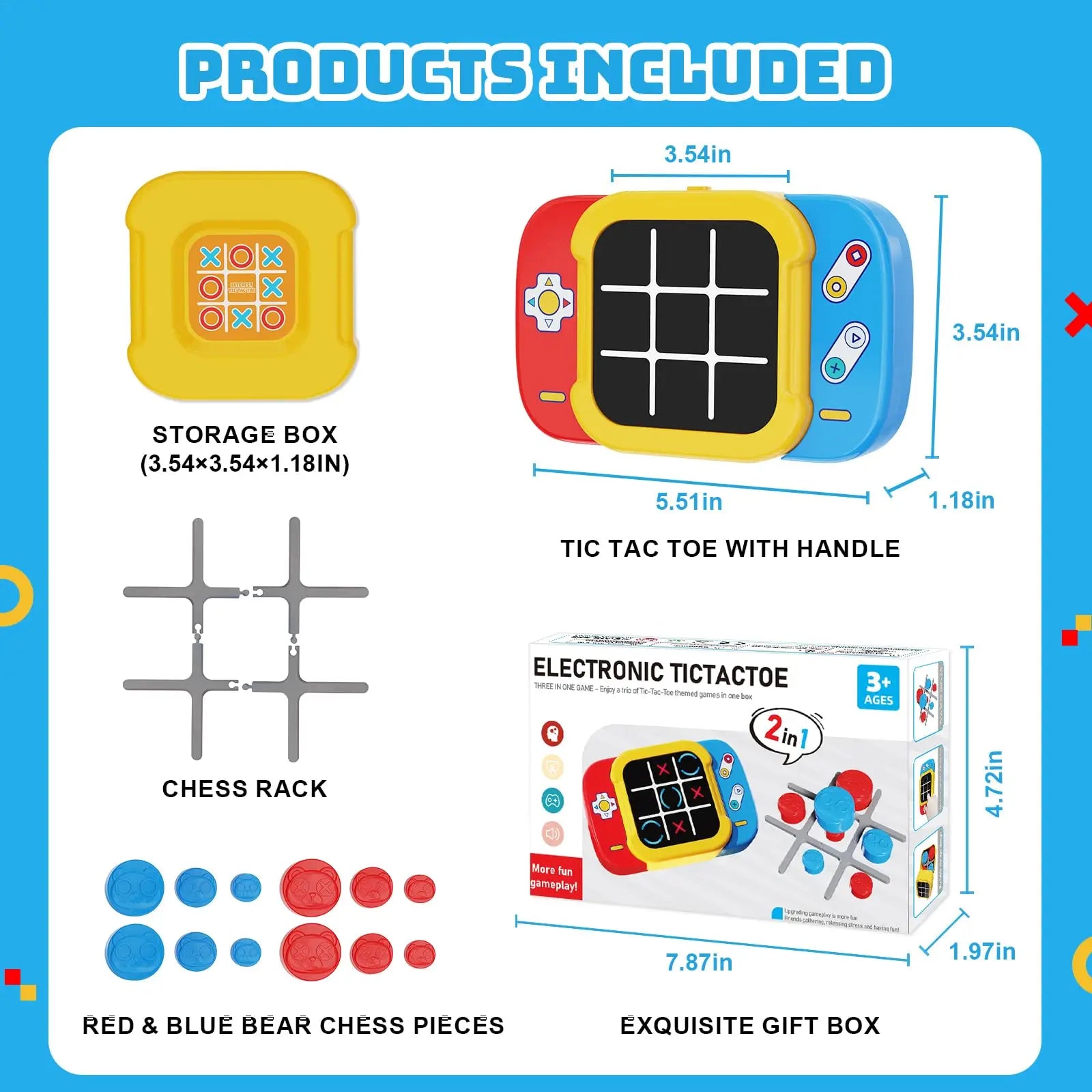 KTX-642323 2-in-1 Digital Handheld Tic Tac Toe Game Console for Engaging Fun Entertainment