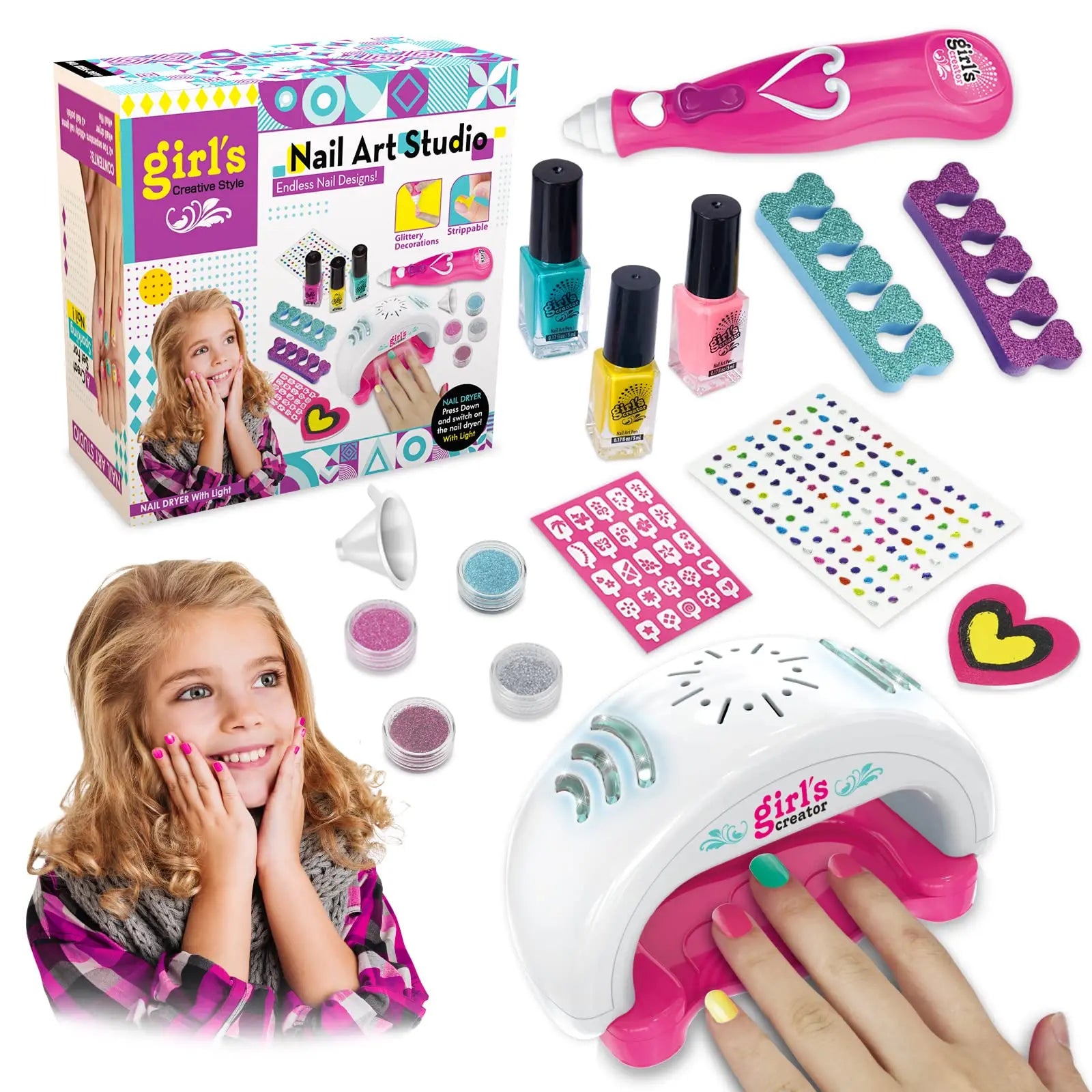 KTX-392531 Kids Nail Polishing Playset with Makeup Accessories for Ages 2-7