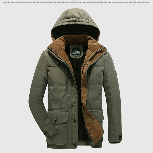 KTX-029651 Men's Jacket Sets Mens Winter Jacket CoatThickened Waterproof Canvas Coat Zipper Closure Windproof Clothing Men's Coats