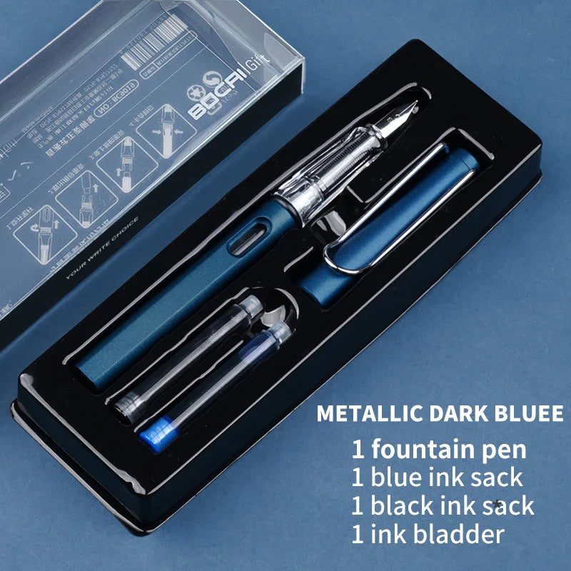 KTX-093779 Ergonomic Fountain Pen with EF Nib - Black and Blue, 16.1 cm Size