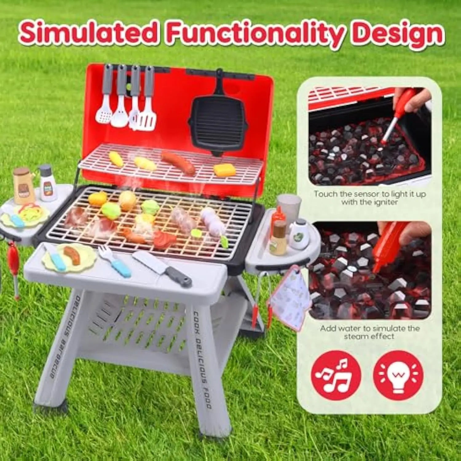 KTX-295379 Kids BBQ Grill Playset Toy Kitchen Set for Cooking and Barbecue Fun