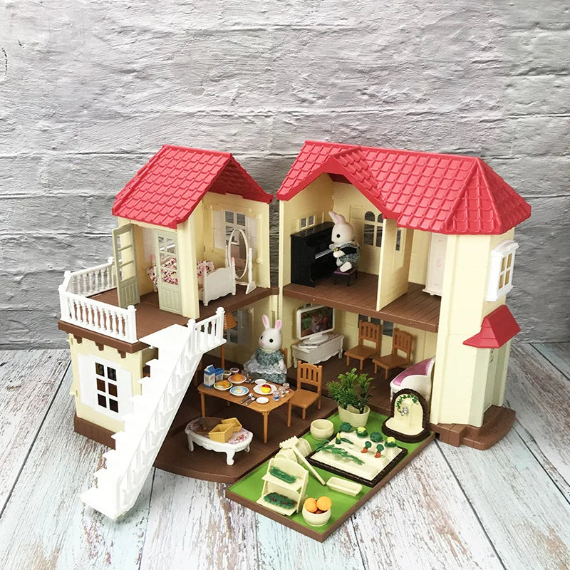 KTX-552851 Forest Family Big Villa Set - Mini Doll House Playset for Role Play and Educational Fun