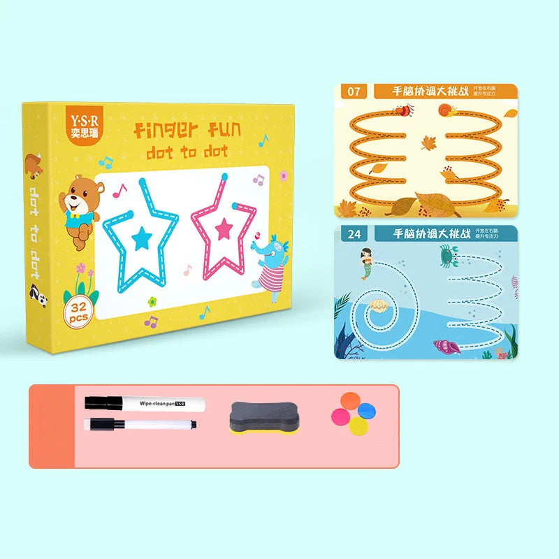KTX-294995 Children's Educational Drawing Tablet and Math Game Book Set with Erasable Pen for Learning Shapes and Control Skills
