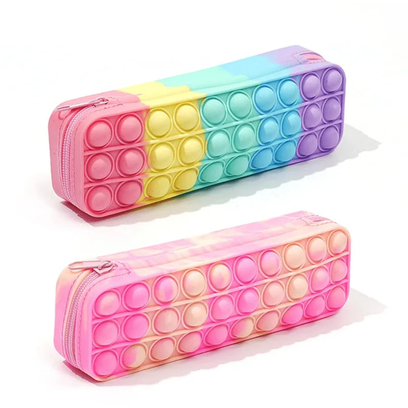 KTX-613459 Silicone Heart Pop Fidget Pencil Case - Vibrant and Durable Pencil Pouch
