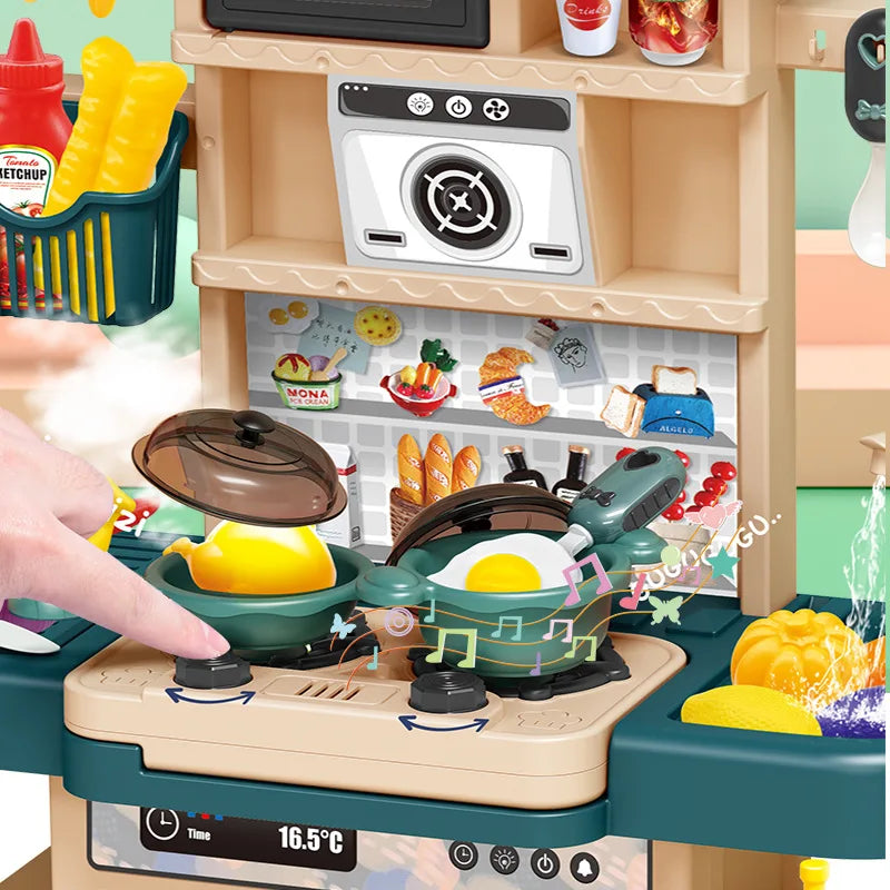 KTX-734803 43-Piece Interactive Kitchen Play Set for Kids with Sound and Light Features