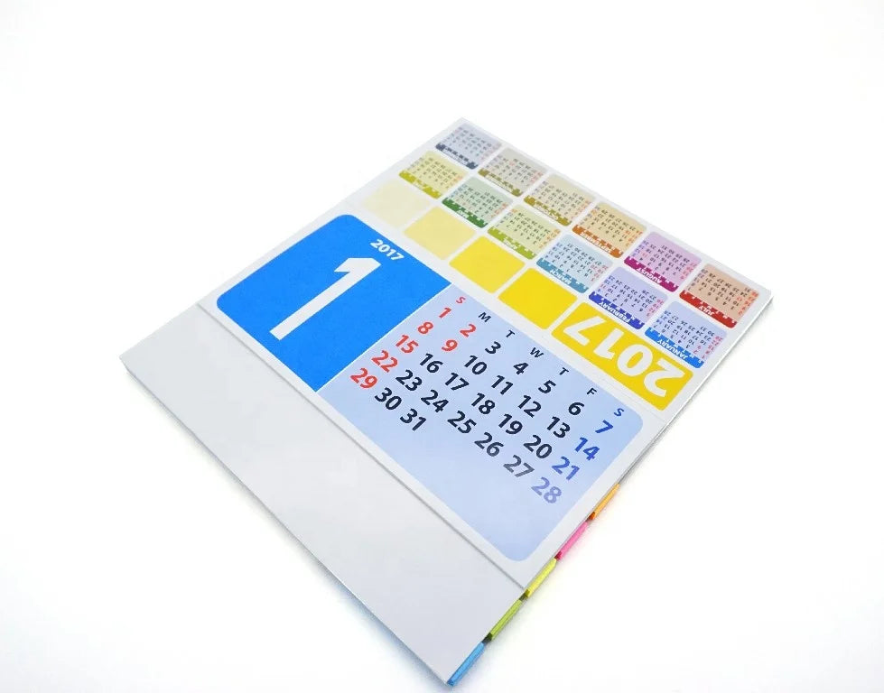 KTX-458835 Desktop Calendar with Sticky Notes and Flags, Soft Cover, 13 Sheets, Varnished Design