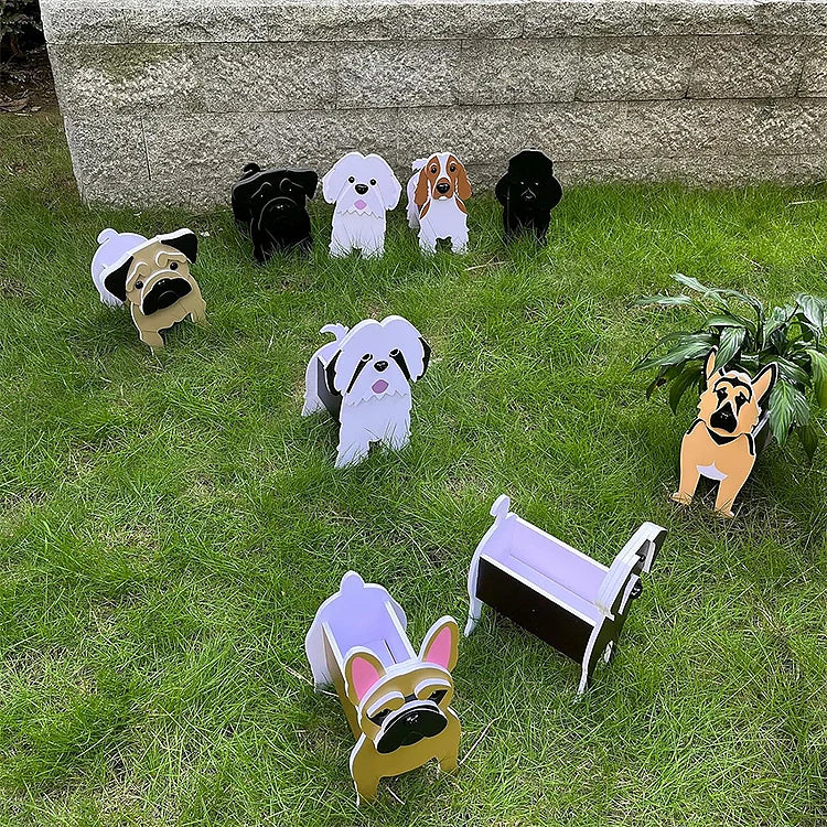 KTX-842067 Charming Dog-Shaped Plastic Flower Pot for Home and Outdoor Decor