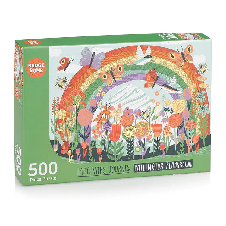 KTX-973075 500 Piece Custom Paper Puzzle - Pollinator's Playground for Ages 2 to 7
