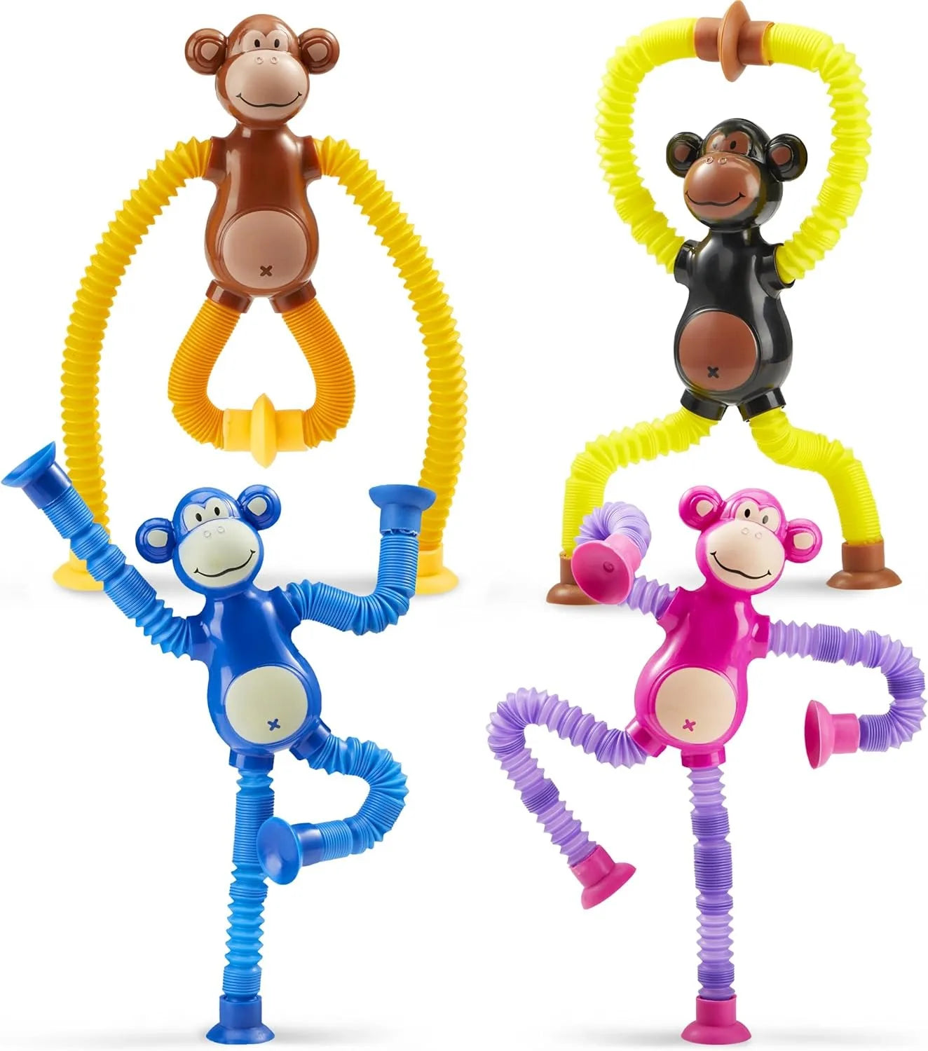 KTX-999315 Cute Big Ear Monkey Squeeze Fidget Toy - Pop Tubes Ideal for Kids 5+