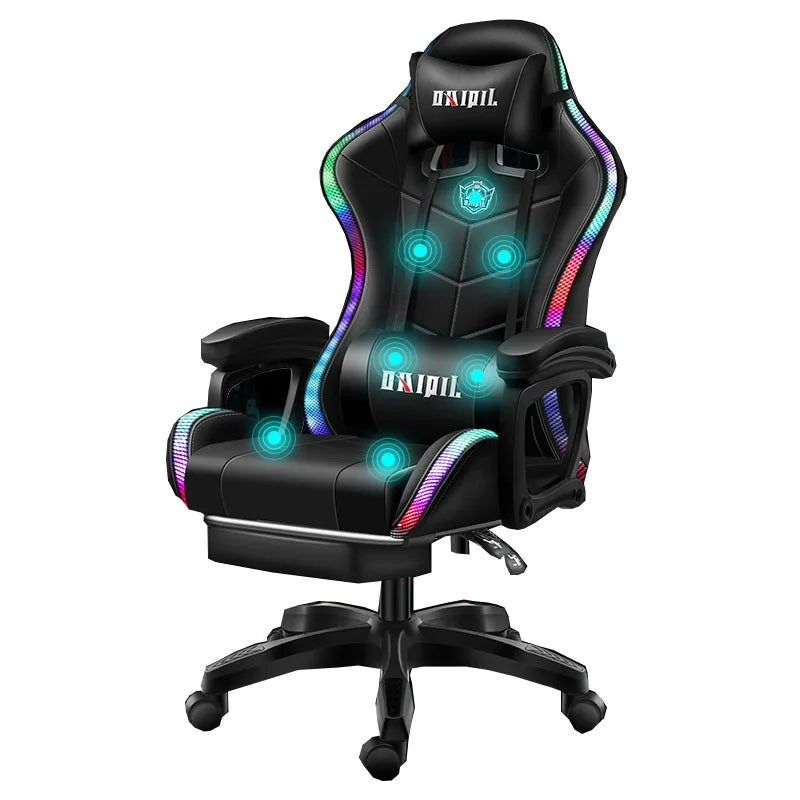 KTX-282195 Pink LED RGB Gaming Chair with Massage Function and Built-In Speakers
