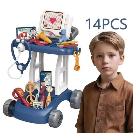 KTX-180115 Pretend Medical Doctor Kit with Mobile Cart - Toy Doctor Accessories for Kids Ages 2-13