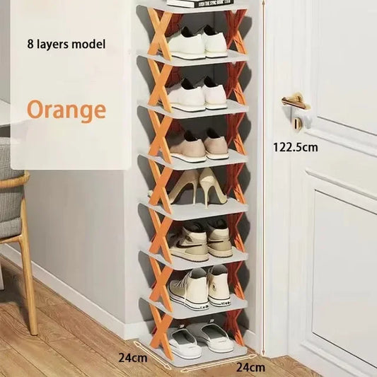 KTX-958867 8-Layer Space-Saving Plastic Slipper Rack – Multi-Functional Home Shoe Storage Cabinet