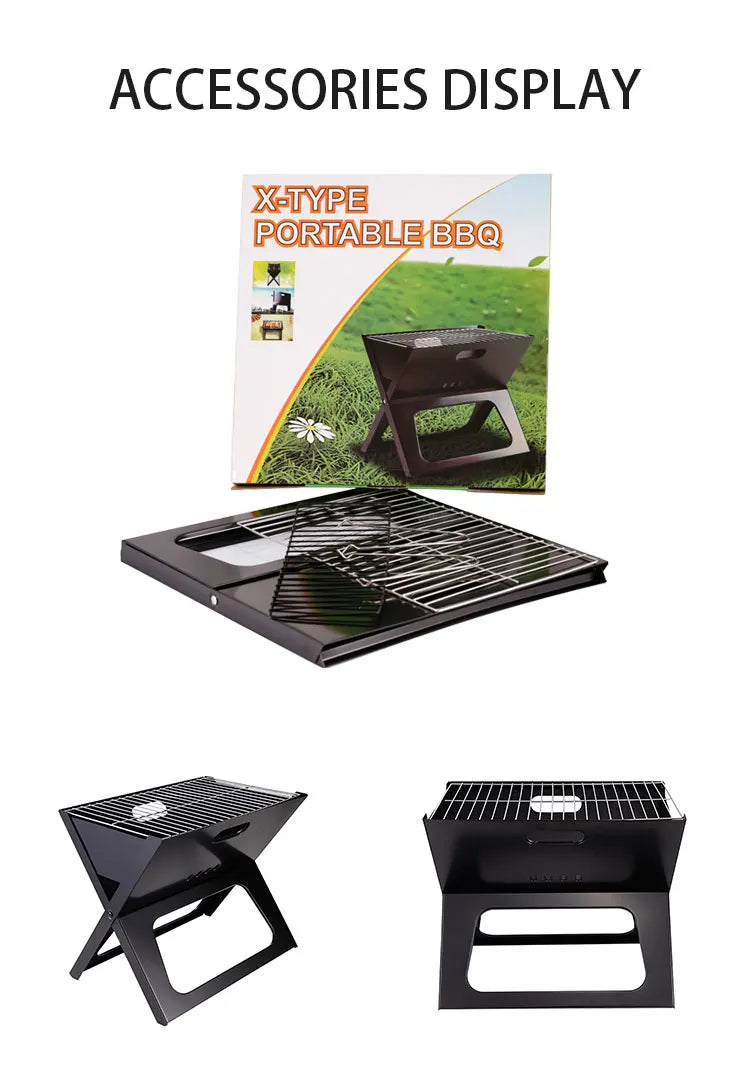 KTX-453971 Portable Folding Charcoal BBQ Grill for Outdoor Camping and Picnic