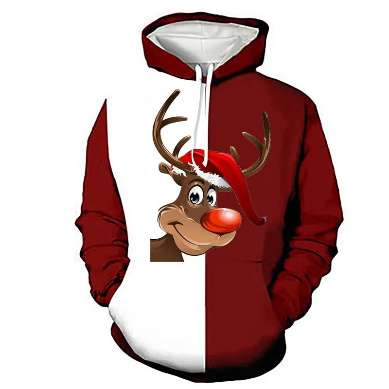 KTX-751699 Men's Christmas Sweatshirt Christmas New Christmas Deer Mens Crew Neck Digital Printing Couple Dress Pullover Sweater