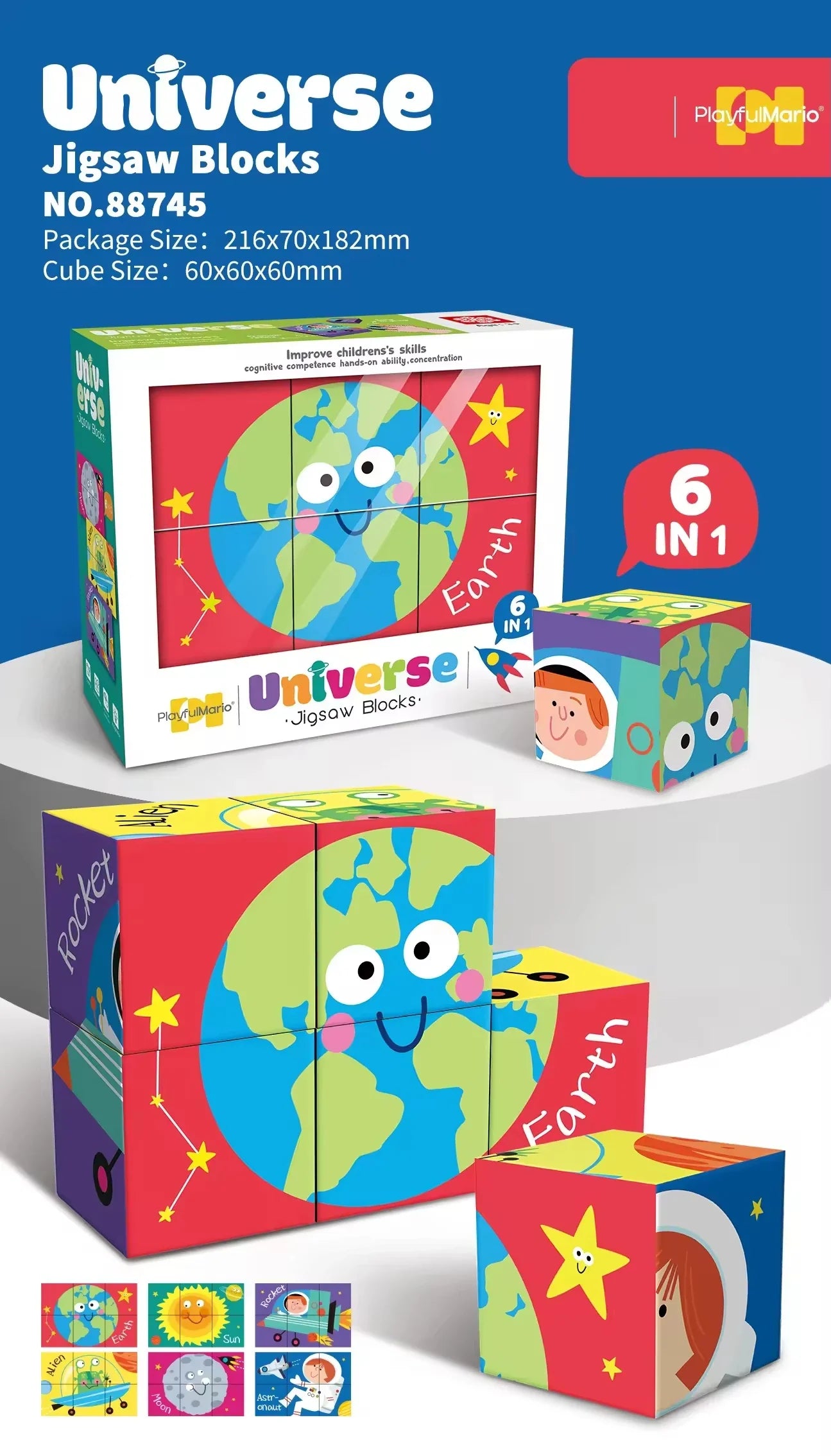 KTX-281875 6 in 1 Jigsaw Puzzle Set for Kids - Ocean, Insect, Universe, Arctic Themes, Educational Fun