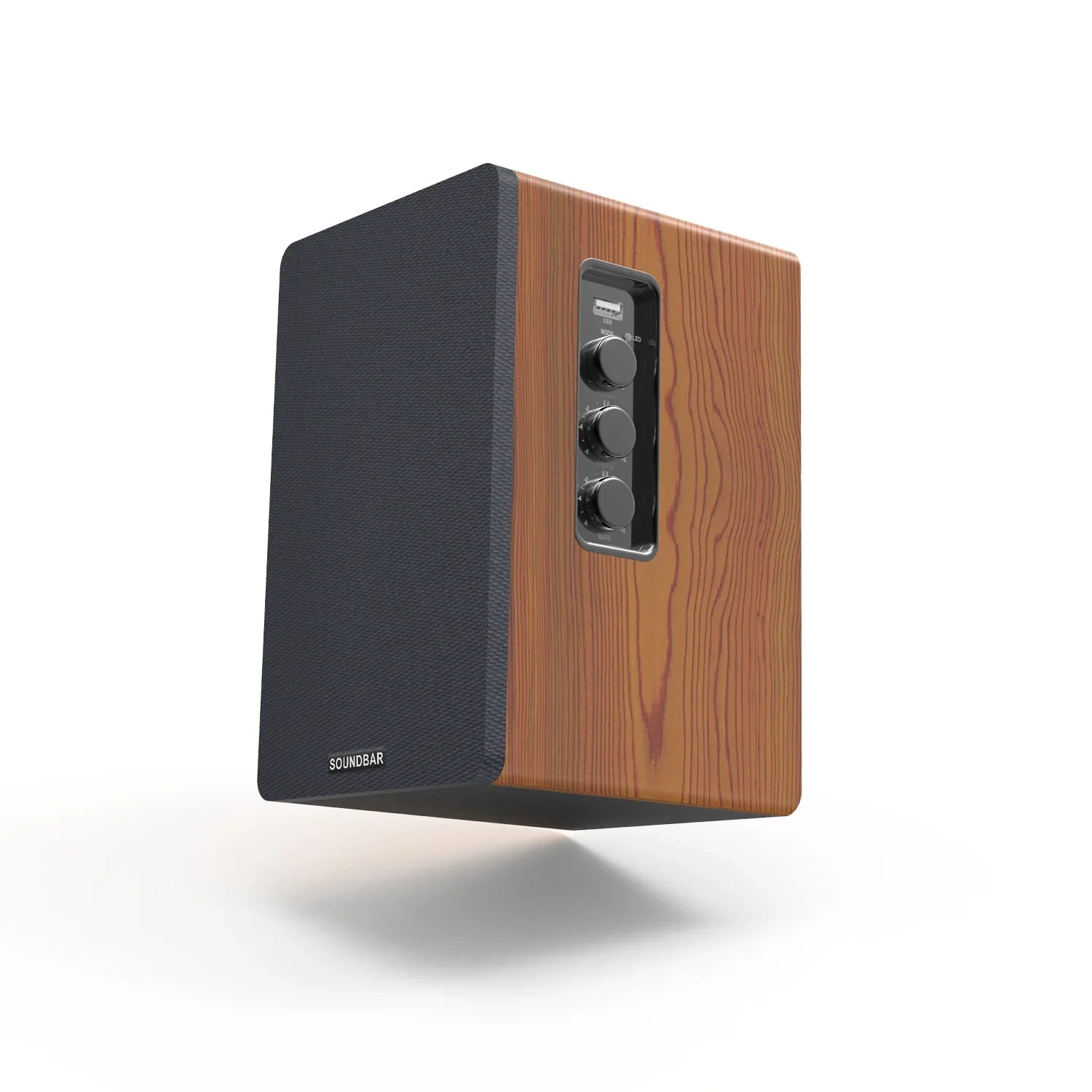 KTX-237075 Active Wood Grain 60W Bookshelf Speakers with Super Bass Sound System
