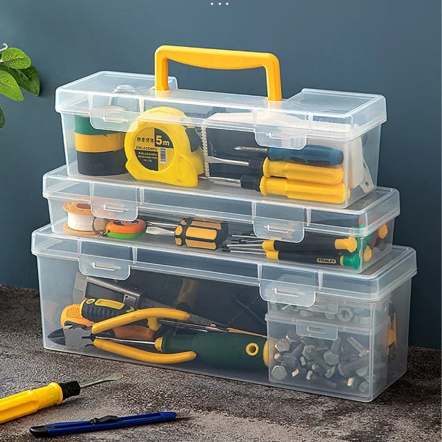 KTX-083475 Transparent Hand-held Multifunctional Tool Storage Box for Wrenches and Accessories