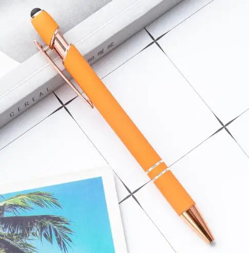 KTX-324307 2 in 1 Multifunctional Stylus and Metal Ballpoint Pen with Custom Logo, Soft Touch Rubber Body, Rose Gold Finish