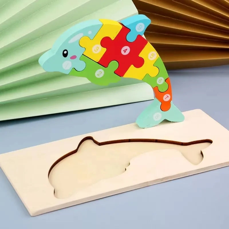 KTX-646547 Wooden 3D Puzzle Game for Children - Montessori Educational Jigsaw Learning Toy