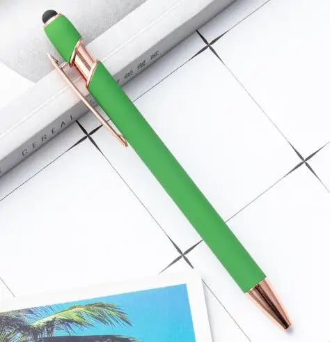 KTX-324307 2 in 1 Multifunctional Stylus and Metal Ballpoint Pen with Custom Logo, Soft Touch Rubber Body, Rose Gold Finish