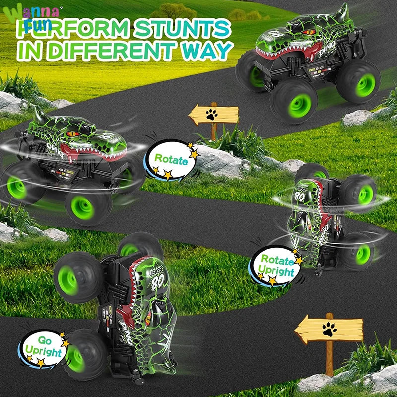 KTX-934931 360° Rotating Remote Control Dinosaur Stunt Truck - 2.4G Electric Crawler for Indoor and Outdoor Play