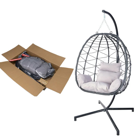 KTX-693395 Rattan Hanging Egg Chair with Cushion and Cover for Indoor or Outdoor Use