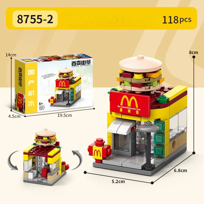 KTX-636179 8-in-1 Mini City Street View 3D Building Block Set for Kids