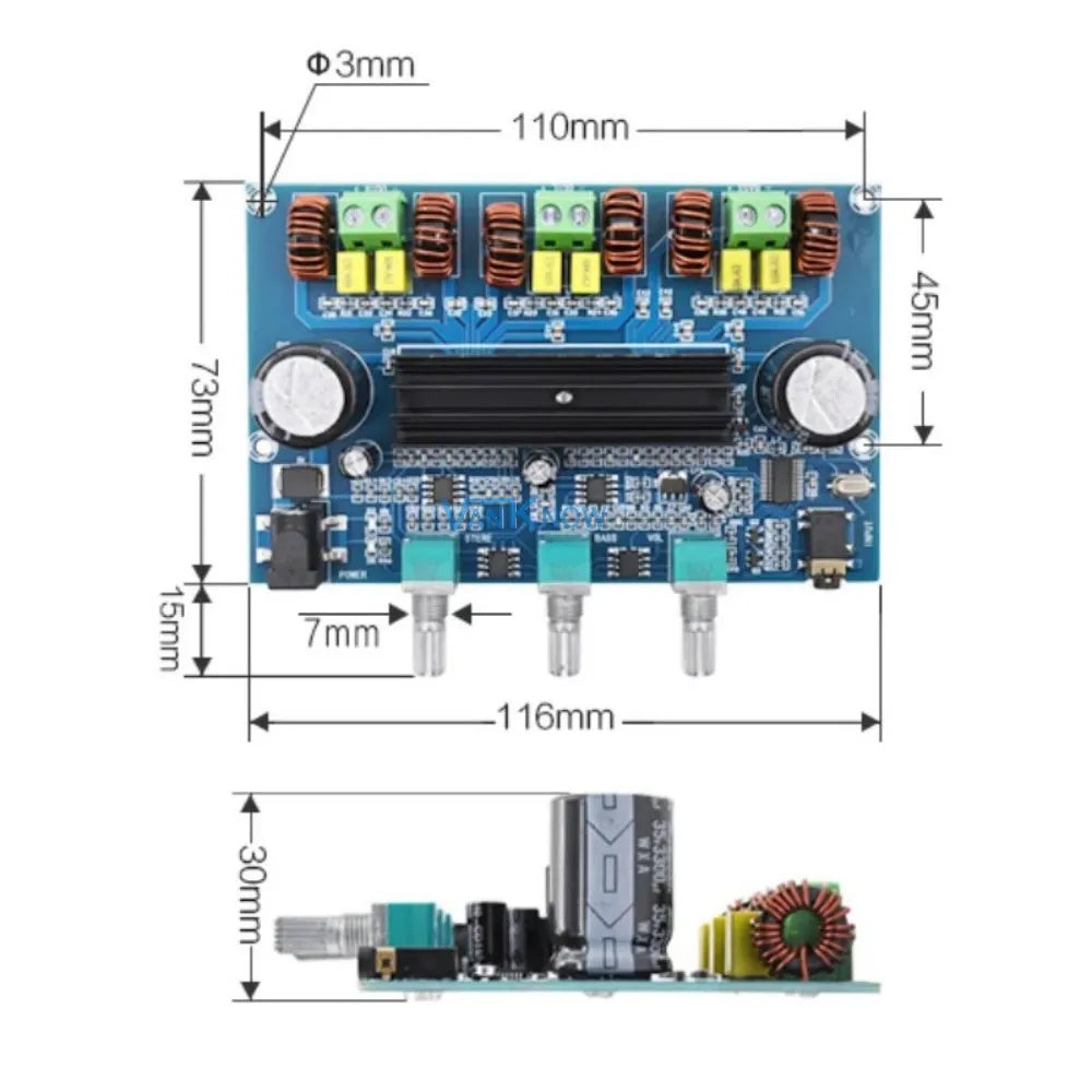 KTX-614483 XH-A305 2.1 Channel Bluetooth 5.0 Audio Stereo Power Amplifier Board TPA3116D2 50Wx2+100W AUX Module