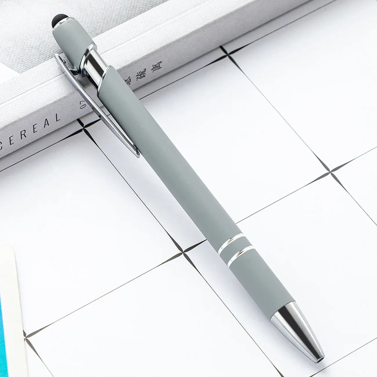 KTX-585299 Multifunctional Metal Ball Stylus Soft Touch Screen Pen 2 in 1 with Custom Logo Options