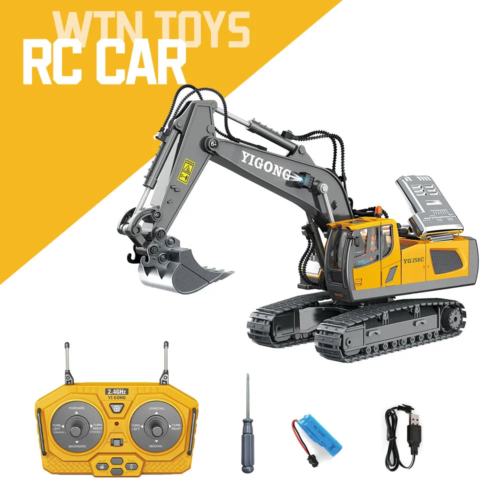 KTX-073683 2.4G Wireless Remote Control Mini Excavator Toy - Metal Engineering Construction Digger Vehicle