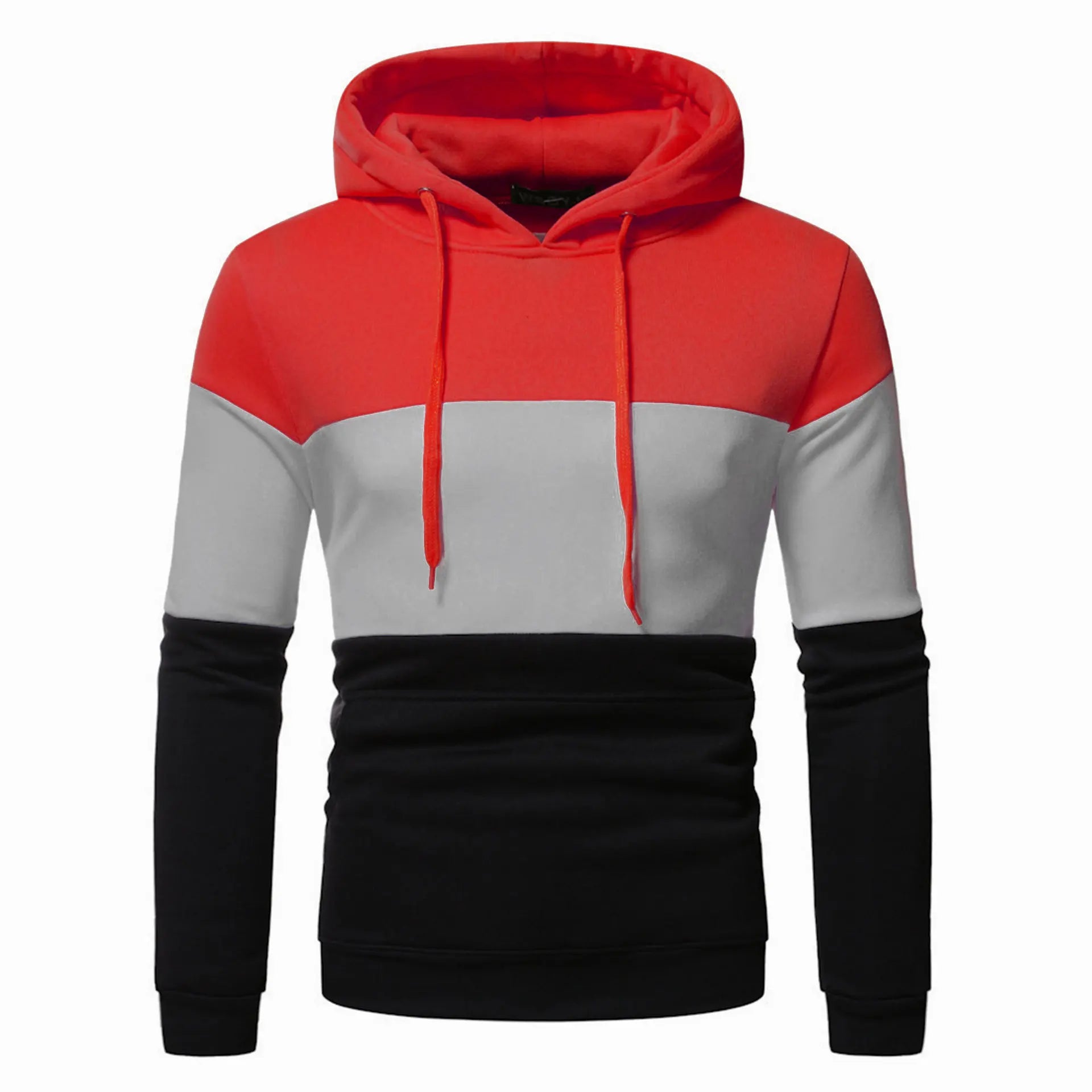 KTX-358483 Men's Custom Sweatshirt Autumn and Winter 3 Color Splicing Pullover Hooded Casual Sweatshirt Set