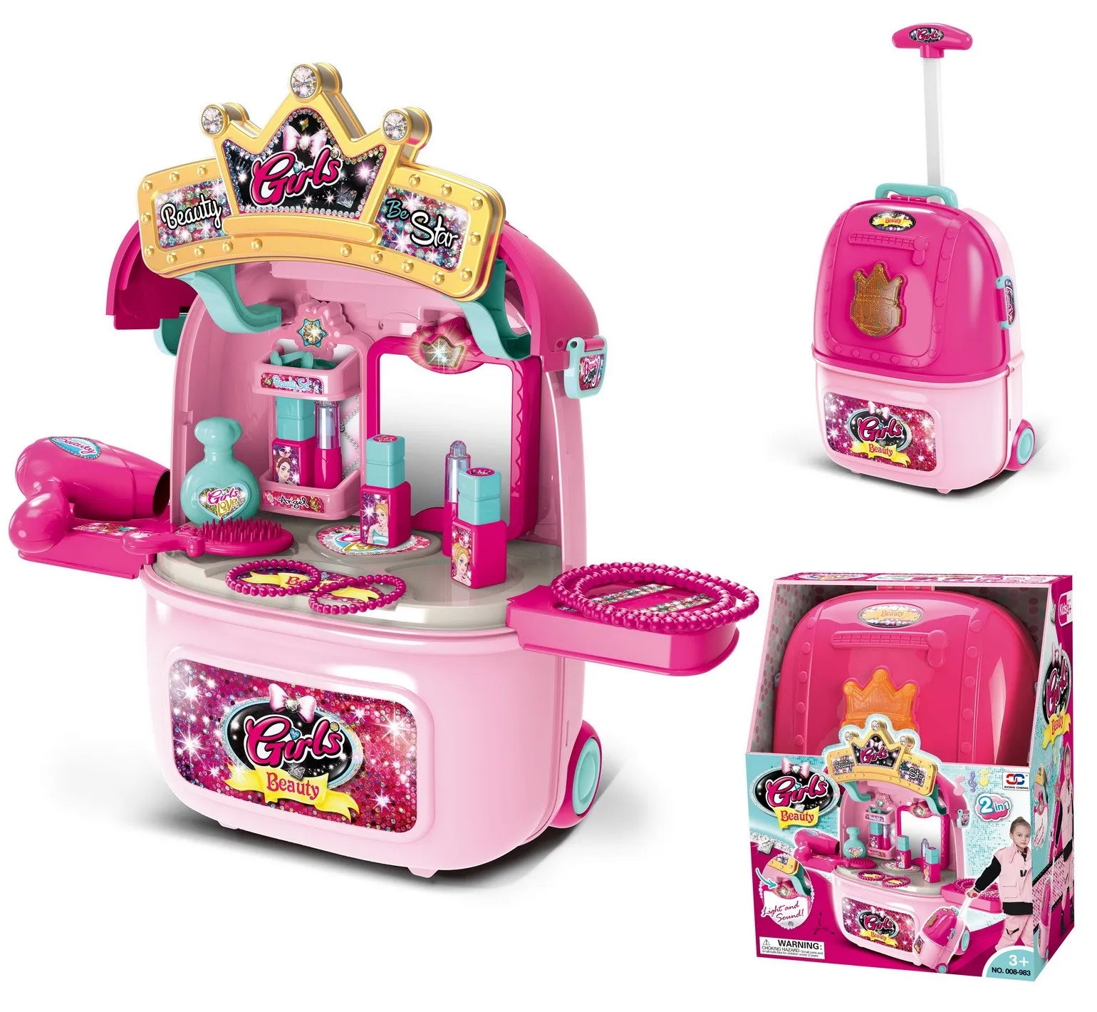 KTX-852435 Kids Pretend Play Doctor Toy Set with Luggage Trolley Case and Operating Table