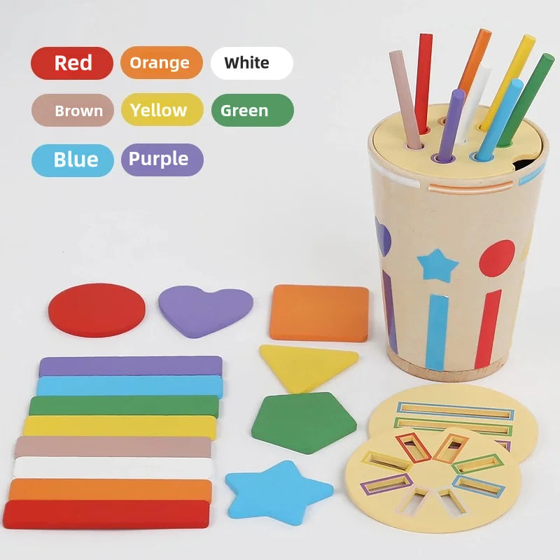 KTX-360531 Montessori Wooden Shape Sorting Educational Toy for Children - Geometric Colour Classification Game