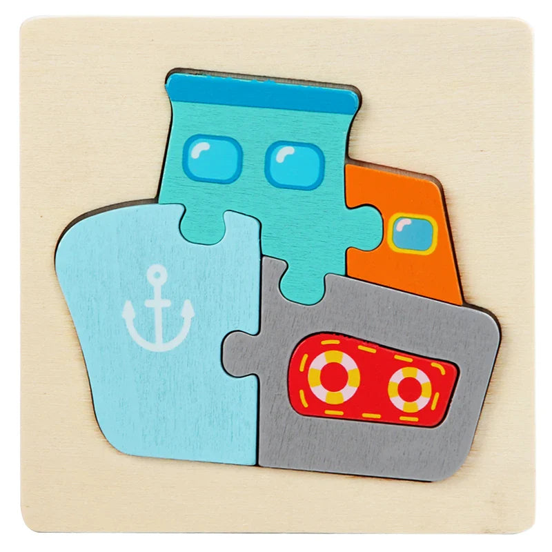 KTX-515475 3D Animal Snap Puzzle Jigsaw Board Toy for Children's Early Learning and Development