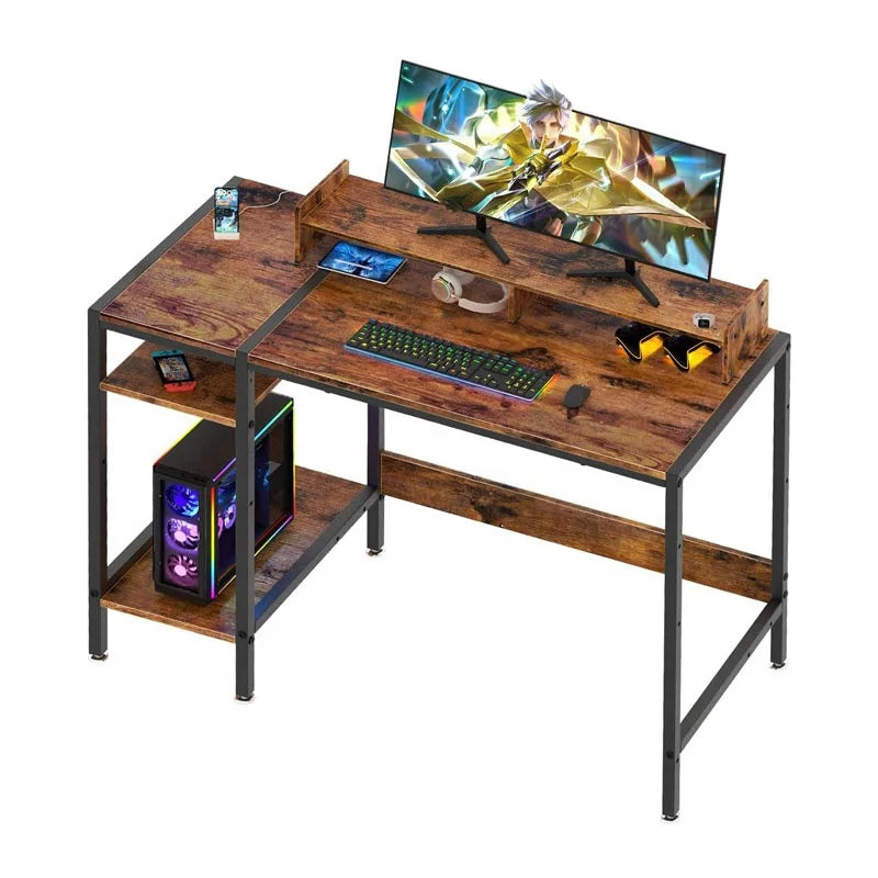 KTX-087763 Adjustable Gaming Computer Desk with Monitor Stand and Storage Solutions