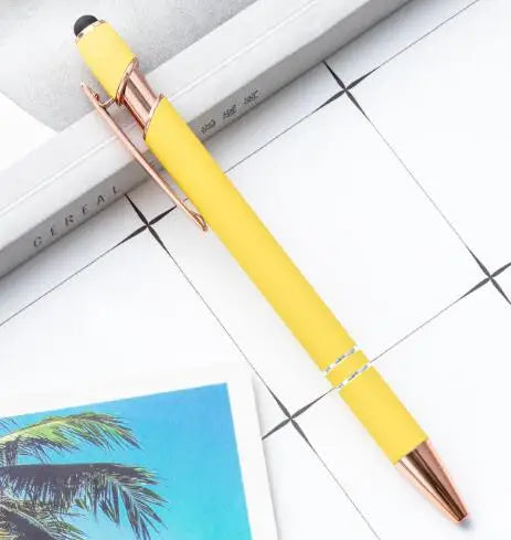 KTX-324307 2 in 1 Multifunctional Stylus and Metal Ballpoint Pen with Custom Logo, Soft Touch Rubber Body, Rose Gold Finish