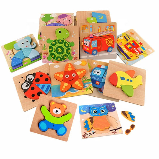 KTX-777619 Wooden Animal Puzzle Toy for Toddlers Age 1-3 - Educational and Interactive Learning Game