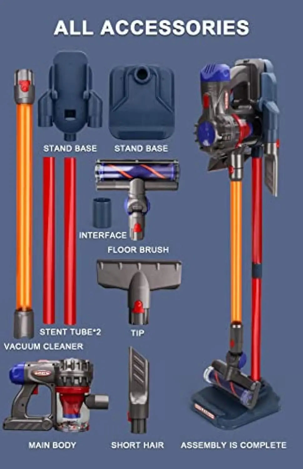 KTX-915667 3-in-1 Mini Plastic Vacuum Cleaner Toy Set for Kids - Pretend Play Household Appliance