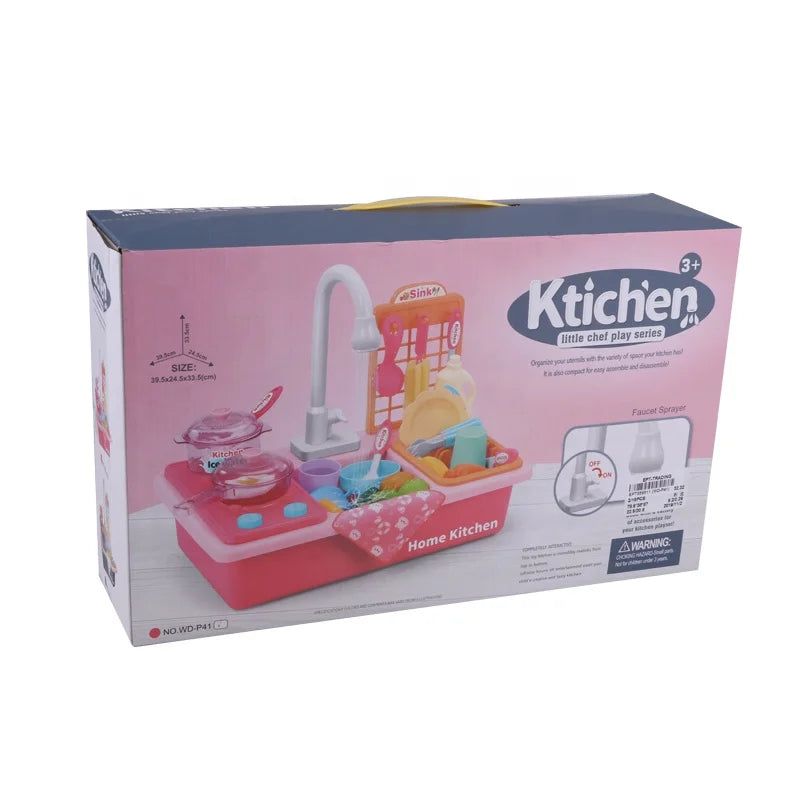 KTX-949587 Electric Toy Kitchen Play Set for Kids Age 2-7, Battery Operated Tableware Toys