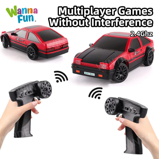 KTX-395987 1:24 Scale High Speed 4WD Drift Racing Toy Car with LED Lights and Remote Control - Kid-Friendly Design