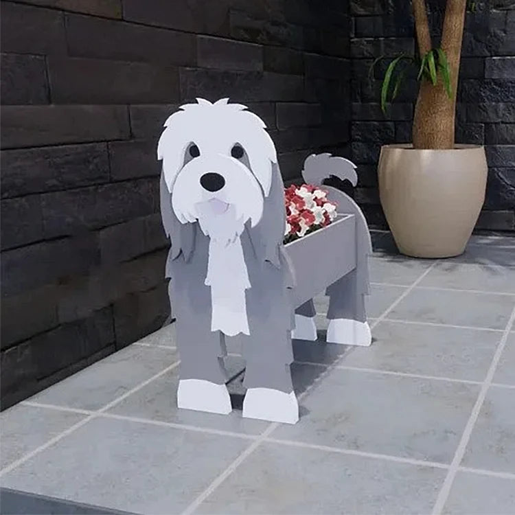KTX-842067 Charming Dog-Shaped Plastic Flower Pot for Home and Outdoor Decor