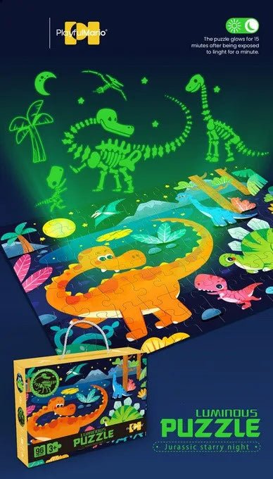 KTX-264915 Glow in the Dark 96-Piece Jigsaw Puzzle for Kids - Unique Educational Luminous Toy