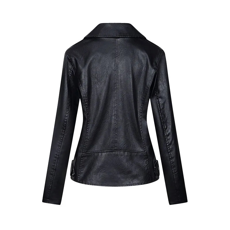 KTX-078227 Women's Fall/Winter European American Temperament Jacket PU Leather With Zipper Women's Clothing Jacket Custom