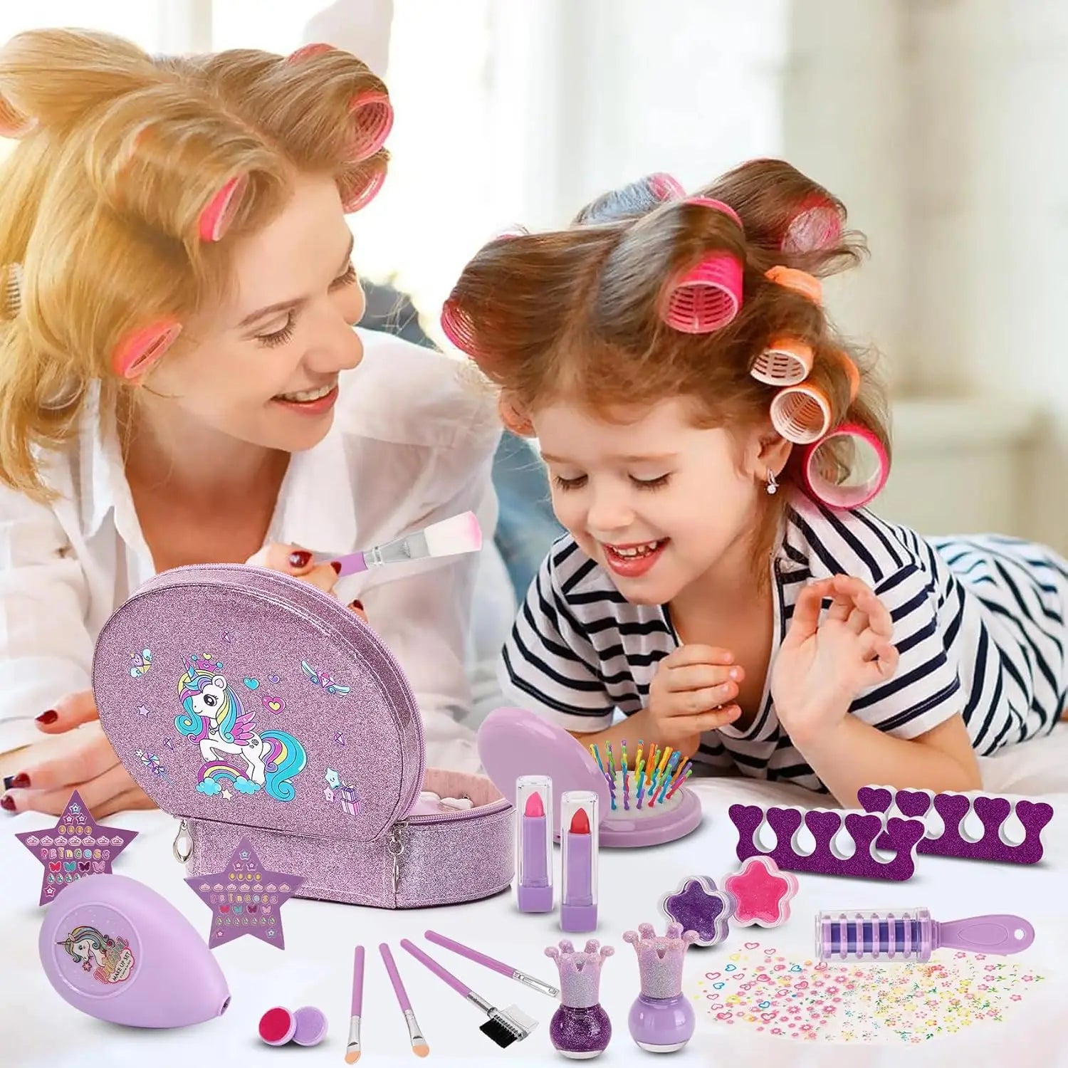 KTX-064851 Kids Nail Polish Set in Washable Makeup Bag for Ages 2-14 - Non-Toxic Pretend Play Cosmetic Toys