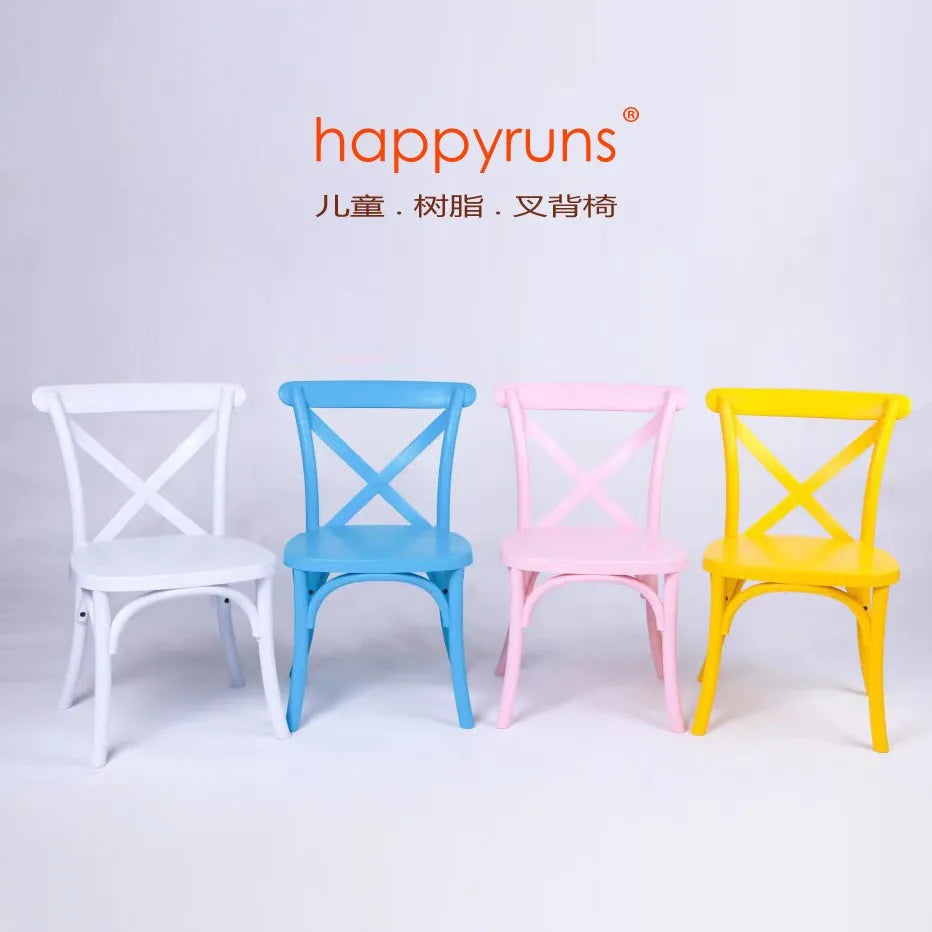 KTX-808659 Children's Portable Plastic Cross Back Dining Chair - Ideal for Parties and Events